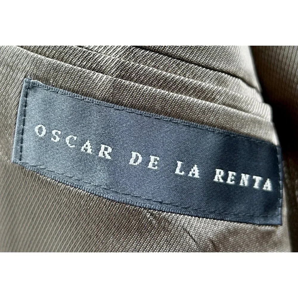 Oscar de la Renta Blazer‎ Men’s 44R Silk Wool Gray Houndstooth Sport Coat Luxury